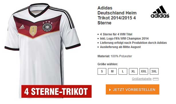WM 2014 DFB Trikots mit den 4 Sternen - Kaufen im Bild.de Online Shop